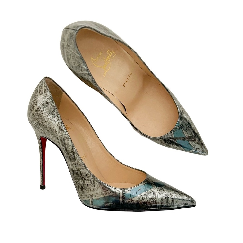 Christian Louboutin Metallic Silver and Black Heels